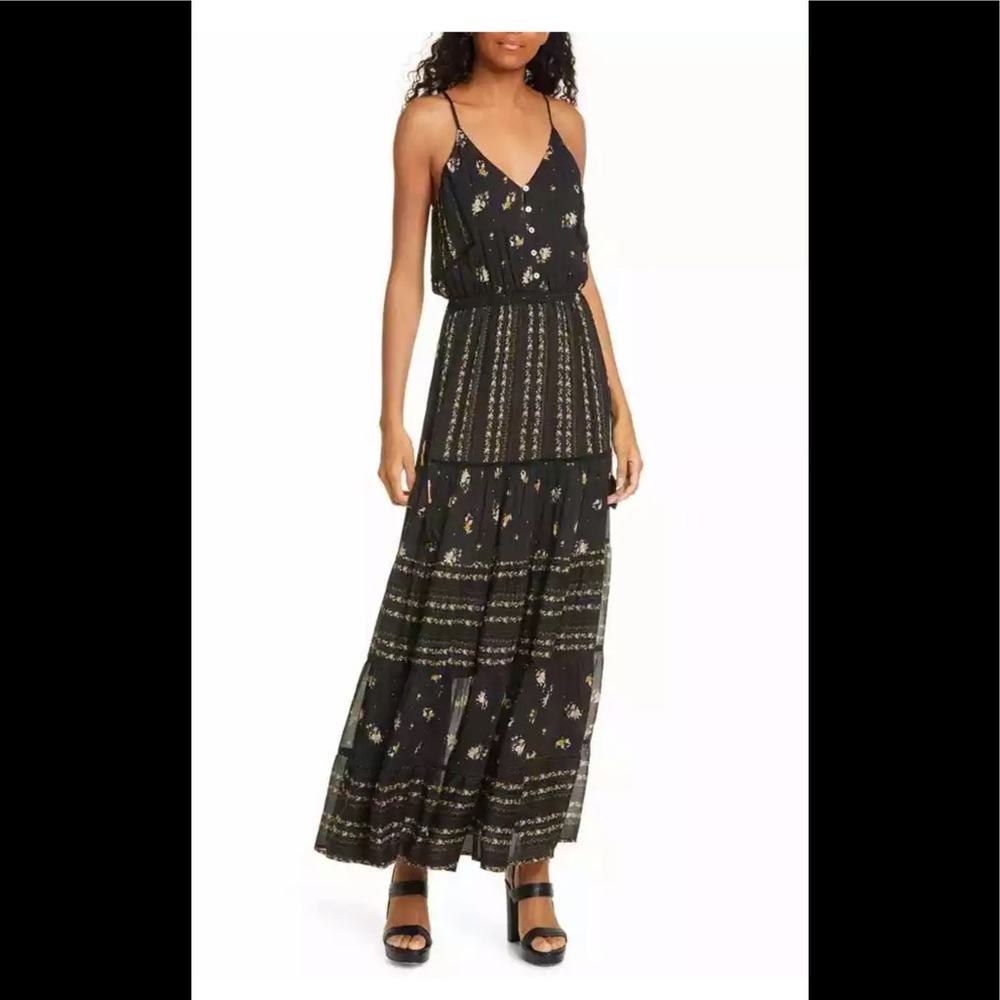 Anthropologie Dolan Annie Mixed Floral Maxi Dress Large Romantic wedding summer